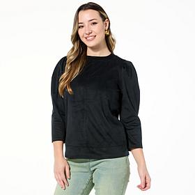 DG2 by Diane Gilman Faux Suede 3/4-Sleeve Top