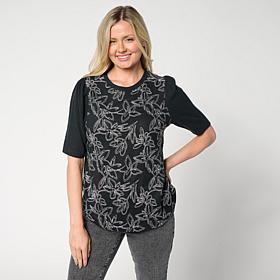DG2 by Diane Gilman Floral Embroidered Puff-Sleeve Top