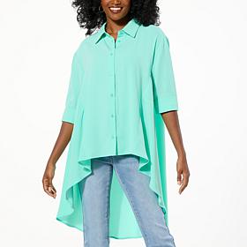 DG2 by Diane Gilman From the Vault Button-Front Crepe Blouse