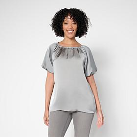 DG2 by Diane Gilman Hammered Satin Bubble Sleeve Top