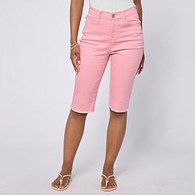 DG2 by Diane Gilman Legacy Stretch Denim Fray Hem Bermuda Short