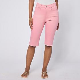 DG2 by Diane Gilman Legacy Stretch Denim Fray Hem Bermuda Short