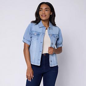 DG2 by Diane Gilman Legacy Stretch Denim Puff Sleeve Jacket