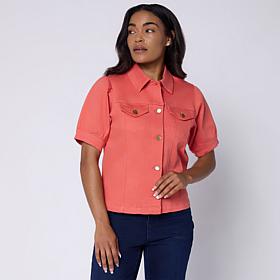 DG2 by Diane Gilman Legacy Stretch Denim Puff Sleeve Jacket