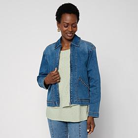 DG2 by Diane Gilman Legacy Stretch Rhinestone Pocket Zip Up Jacket