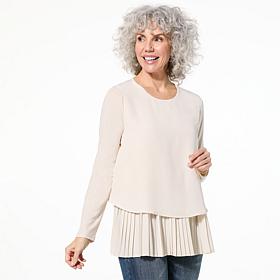DG2 by Diane Gilman Long-Sleeve Pleated Peplum Easy Top
