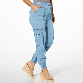 DG2 by Diane Gilman Lyocell Denim Contrast Stitch Cargo Jogger