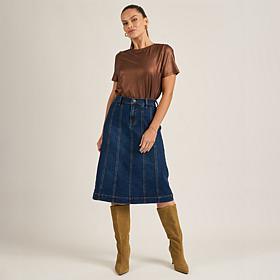 DG2 by Diane Gilman Metallic Foil Jersey Knit Short-Sleeve Tee