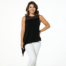 DG2 by Diane Gilman Mixed Media Asymmetric Scarf Tank Top