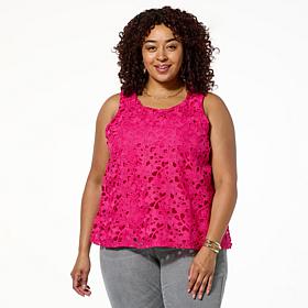DG2 by Diane Gilman Mixed Media Lace Tank