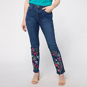 DG2 by Diane Gilman New Classic Stretch Denim 3D Embellished Jean