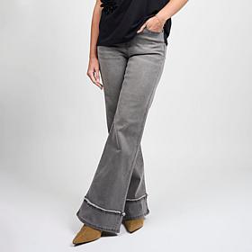 DG2 by Diane Gilman New Classic Stretch Denim Frayed Wide-Leg Jean