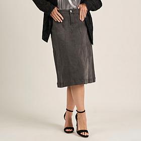 DG2 by Diane Gilman New Classic Stretch Denim Paneled Midi Skirt
