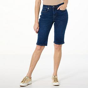 DG2 by Diane Gilman New Classic Stretch Denim Side Fray Bermuda Short