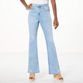 DG2 by Diane Gilman New Classic Stretch Denim Tab Waistband Flare Jean