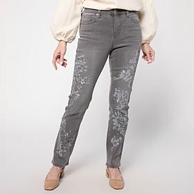 DG2 by Diane Gilman New Classic Stretch Denim Watercolor Print Jean