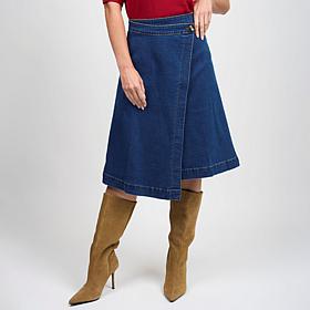 DG2 by Diane Gilman New Classic Stretch Denim Wrap Skirt