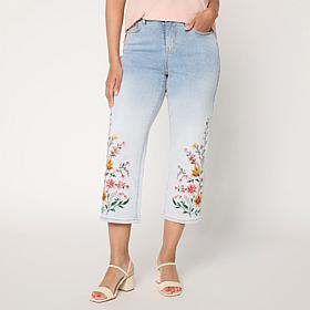 DG2 by Diane Gilman New Classic Stretch Embroidered Cropped Jean