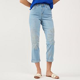 DG2 by Diane Gilman New Classic Stretch Embroidered Girlfriend Jean