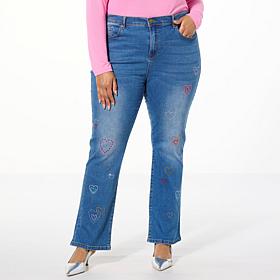 DG2 by Diane Gilman New Classic Stretch Heart-Embellished Bootcut Jean