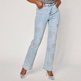 DG2 by Diane Gilman New Classic Stretch Heart Studded Bootcut Jean