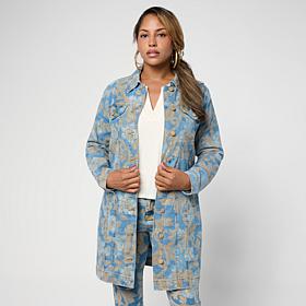 DG2 by Diane Gilman New Classic Stretch Printed Car Coat