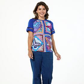 DG2 by Diane Gilman Printed Mixed Media Top