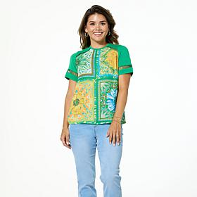 DG2 by Diane Gilman Printed Mixed Media Top