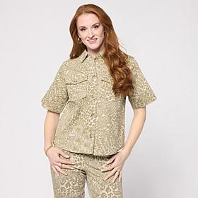 DG2 by Diane Gilman Printed Short Sleeve Shirt Jacket