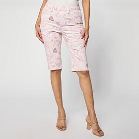 DG2 by Diane Gilman Printed Stretch Denim Pull-On Bermuda Shorts