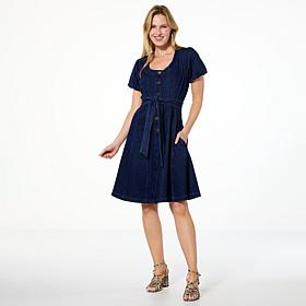 DG2 by Diane Gilman Puff-Sleeve Scoopneck Dress