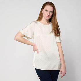 DG2 by Diane Gilman Rhinestone Embellished Flutter Sleeve Top