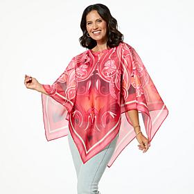 DG2 by Diane Gilman Scarf Printed Drama Top with Tank