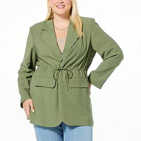 DG2 by Diane Gilman Soft Twill Cinched Waist Blazer