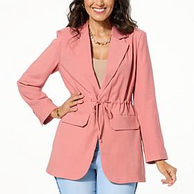 DG2 by Diane Gilman Soft Twill Cinched Waist Blazer
