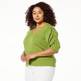 DG2 by Diane Gilman SoftEase Knit Puff-Sleeve Sweater