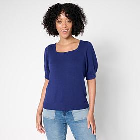 DG2 by Diane Gilman SoftEase Knit Puff-Sleeve Sweater