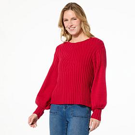 DG2 by Diane Gilman SoftEase Lantern-Sleeve Sweater