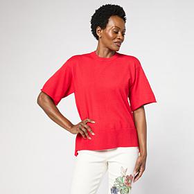 DG2 by Diane Gilman Softease Relaxed Short-Sleeve Sweater
