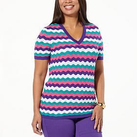 DG2 by Diane Gilman SoftEase V-Neck Pointelle Top