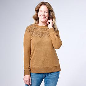 DG2 by Diane Gilman Studded Fairisle Pullover Sweater