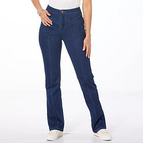 DG2 by Diane Gilman Super Stretch Knit Denim Front-Seam Bootcut Jean