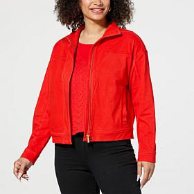 DG2 by Diane Gilman Super Stretch Knit Denim Sporty Jacket