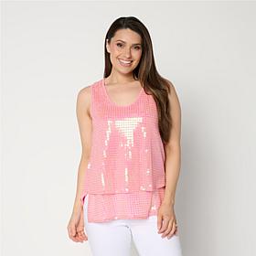 DG2 by Diane Gilman U-Neck Sequined Easy Tank