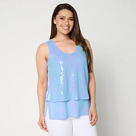 DG2 by Diane Gilman U-Neck Sequined Easy Tank
