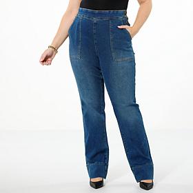 DG2 by Diane Gilman Virtual Stretch Denim Straight-Leg Pull-On Jean