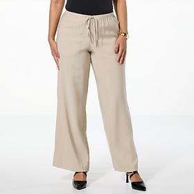DG2 by Diane Gilman Washed Twill Wide-Leg Pull-On Pant