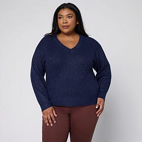 DG2by Diane Gilman Softease Sequin V-Neck Sweater