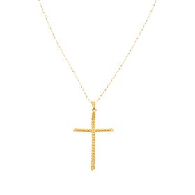 Dieci 10K Gold Textured Cross Pendant with Chain