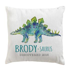 Dino-Name Blue Stegosaurus Personalized 17" Throw Pillow